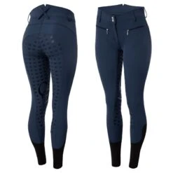 Horze Women's Melody High Waist Micro Silicone Full Seat Breeches - Dark Dark Blue