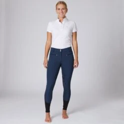 Horze Women's Melody High Waist Micro Silicone Full Seat Breeches - Dark Dark Blue -Kensington Shop 529924 800 800