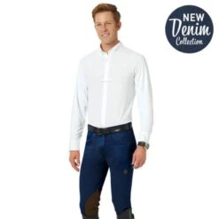 Romfh Men's Argento Denim 5 Pocket Knee Patch Euro Seat Breeches - Classic Dark Denim