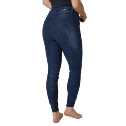 Horze Women's Kaia Full Seat Denim Breeches W/Crystal Detail - Dark Blue -Kensington Shop 530758 800 800
