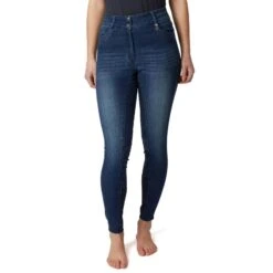 Horze Women's Kaia Full Seat Denim Breeches W/Crystal Detail - Dark Blue -Kensington Shop 530760 800 800