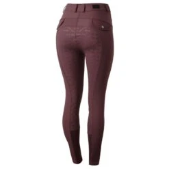 Horze Women's Andrea Slimming Full Seat Breeches - Red Mahogany Burgundy