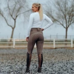 Horze Women's Callie High Waist Breeches W/Piping - Iron Grey -Kensington Shop 531103 800 800