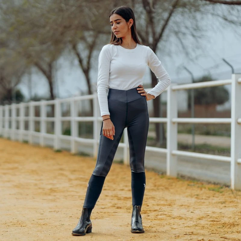 Horze Women's Selena Sporty Riding Tights W/Mesh Lower Leg - Montauk Navy 5 Horze Women's Selena Sporty Riding Tights W/Mesh Lower Leg - Montauk Navy - Image 5