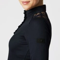 Horze Women's Sianna Long Sleeved Show Shirt W/ Lace Shoulders - Dark Navy -Kensington Shop 531911 800 800