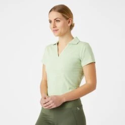Horze Women's Kia V Neck Polo - Foam Green -Kensington Shop 532049 800 800