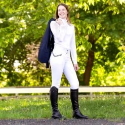 Horze Women's Sianna Long Sleeved Show Shirt W/ Lace Shoulders - White -Kensington Shop 532556 800 800