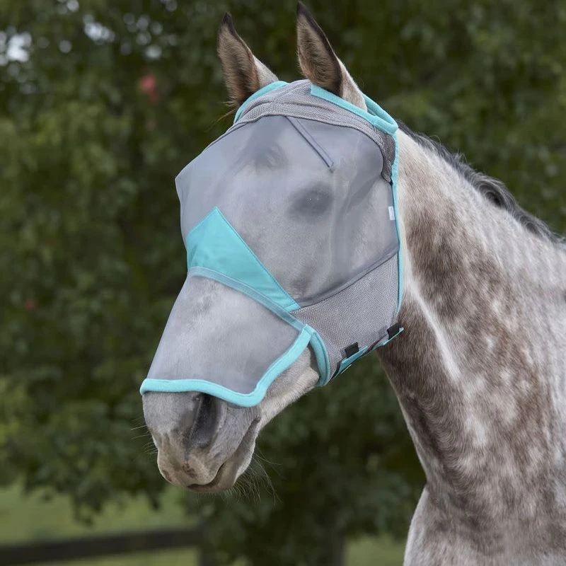 Weatherbeeta Comfitec Fine Mesh Mask W/Nose - Grey/Turquoise 1 Weatherbeeta Comfitec Fine Mesh Mask W/Nose - Grey/Turquoise