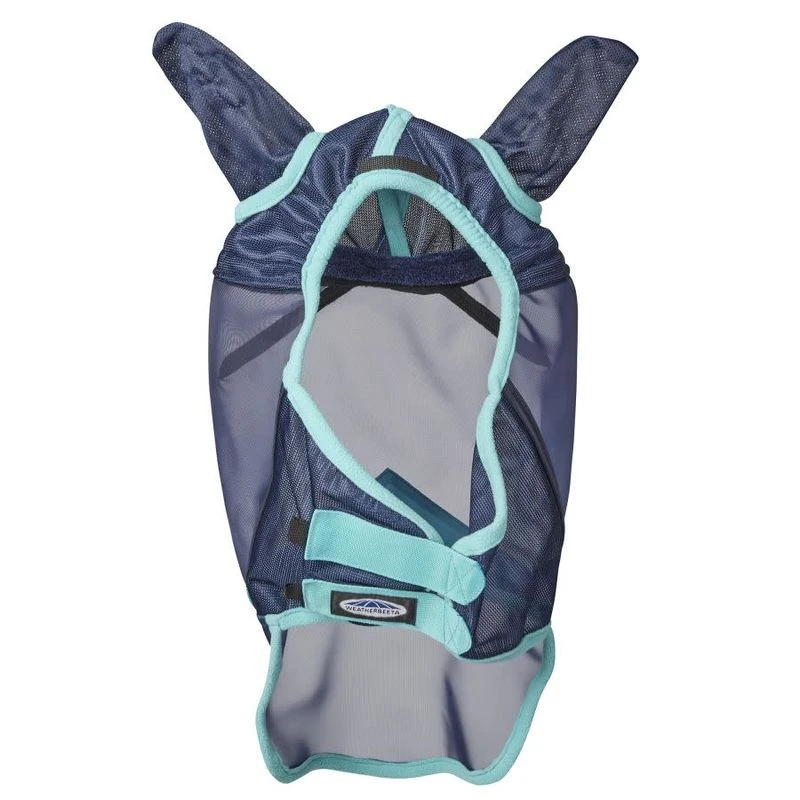 Weatherbeeta Comfitec Deluxe Fine Mesh Mask W/Ears & Nose - Navy/Turquoise 2 Weatherbeeta Comfitec Deluxe Fine Mesh Mask W/Ears & Nose - Navy/Turquoise - Image 2