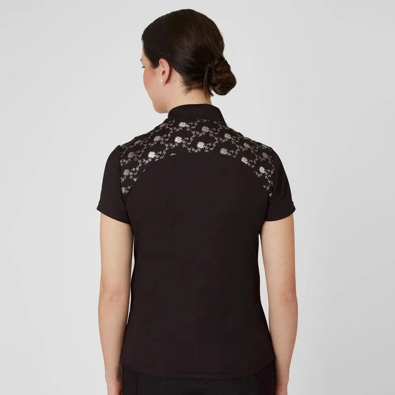 Horze Women's Kaitlin Short Sleeved Performance Shirt W/ Flower Print - After Dark Brown 3 Horze Women's Kaitlin Short Sleeved Performance Shirt W/ Flower Print - After Dark Brown - Image 3