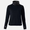 Horze Women's Kaitlin Turtleneck Sweater W/ Flower Design - Peacoat Dark Blue