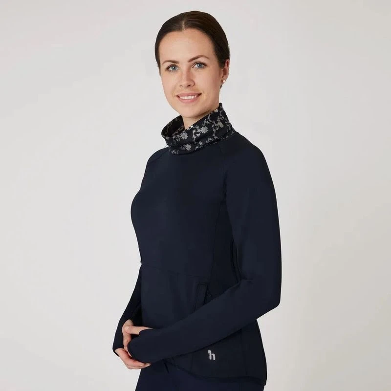 Horze Women's Kaitlin Turtleneck Sweater W/ Flower Design - Peacoat Dark Blue 2 Horze Women's Kaitlin Turtleneck Sweater W/ Flower Design - Peacoat Dark Blue - Image 2