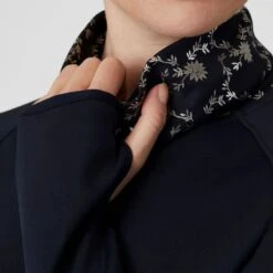 Horze Women's Kaitlin Turtleneck Sweater W/ Flower Design - Peacoat Dark Blue 8 Horze Women's Kaitlin Turtleneck Sweater W/ Flower Design - Peacoat Dark Blue -Kensington Shop 544161 800 800