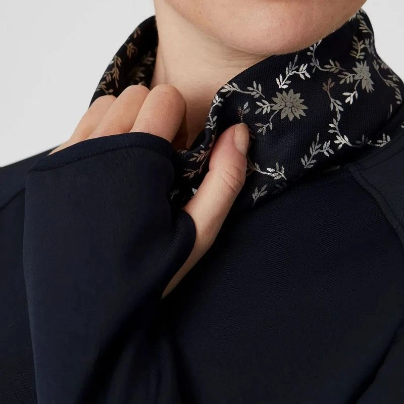 Horze Women's Kaitlin Turtleneck Sweater W/ Flower Design - Peacoat Dark Blue 4 Horze Women's Kaitlin Turtleneck Sweater W/ Flower Design - Peacoat Dark Blue - Image 4