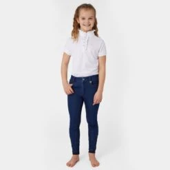 Horze Kids' Allison Full Seat Denim Breeches - Denim Blue -Kensington Shop 545080 800 800