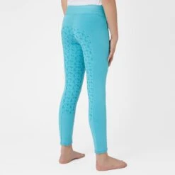 Horze Kids' Marlee Pull-on Full Seat Tights W/Contrast Stitching - Aqua Blue -Kensington Shop 548136 800 800