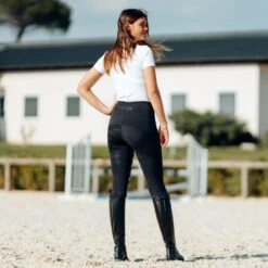 Horze Women's Danica High Waist Tights With Mesh Insert - Black -Kensington Shop 548189 800 800