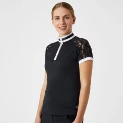 B Vertigo Women's Lauren Lace Short Sleeve Show Shirt - Dark Navy -Kensington Shop 549095 800 800