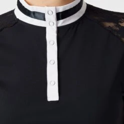 B Vertigo Women's Lauren Lace Short Sleeve Show Shirt - Dark Navy -Kensington Shop 549096 800 800