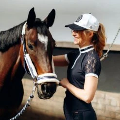 B Vertigo Women's Lauren Lace Short Sleeve Show Shirt - Dark Navy -Kensington Shop 549097 800 800