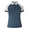 Horze Women's Laura Ventilated Polo Training Shirt - Obscure Night Blue/ Pebble Grey