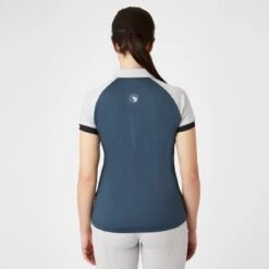 Horze Women's Laura Ventilated Polo Training Shirt - Obscure Night Blue/ Pebble Grey -Kensington Shop 549261 800 800