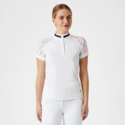 B Vertigo Women's Lauren Lace Short Sleeve Show Shirt - White -Kensington Shop 549584 800 800