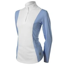 Equinavia Women's Martha Long Sleeved Show Shirt - Light Blue/White