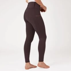 Horze Women's Lucinda High Waist Tights Silicone Full Seat - French Roast