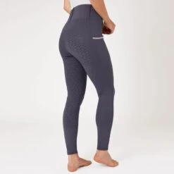 Horze Women's Lucinda High Waist Tights Silicone Full Seat - Blackened Pearl