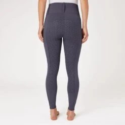 Horze Women's Lucinda High Waist Tights Silicone Full Seat - Blackened Pearl -Kensington Shop 558498 800 800