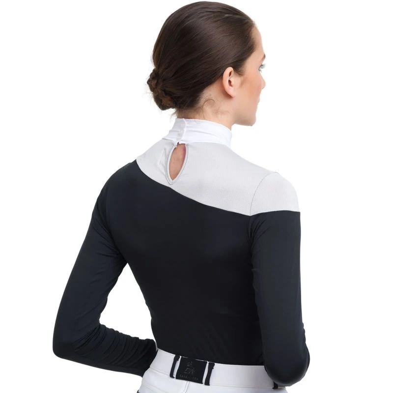 Cavalliera Women's High Performance Long Sleeve Oval Show Shirt - Black/Grey 4 Cavalliera Women's High Performance Long Sleeve Oval Show Shirt - Black/Grey - Image 4