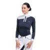 Cavalliera Women's High Performance Long Sleeve Oval Show Shirt - Navy Blue/Grey