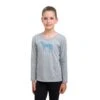 Cavalliera Women's Blue Horse Long Sleeve Cotton Top - Grey Melange