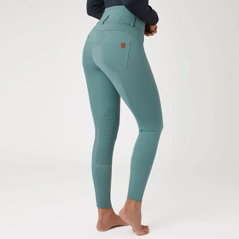 Horze Women's Tara High Waist Silicone Knee Patch Breeches - Arctic Blue 3 Horze Women's Tara High Waist Silicone Knee Patch Breeches - Arctic Blue - Image 3