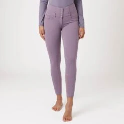 Horze Women's Tara High Waist Silicone Knee Patch Breeches - Grey Ridge Purple