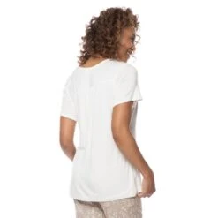 EQL Women's Lucky Lace Ecovero Short Sleeve Top - Soft White -Kensington Shop 565441 800 800