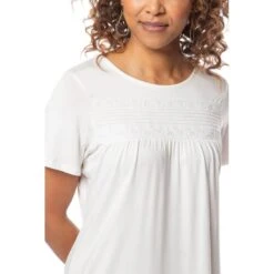 EQL Women's Lucky Lace Ecovero Short Sleeve Top - Soft White -Kensington Shop 565442 800 800