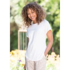 EQL Women's Lucky Lace Ecovero Short Sleeve Top - Soft White -Kensington Shop 565443 800 800