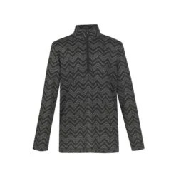 Kerrits Kids' Easy Stride Ice Fil Long Sleeve Shirt Print - Black Hoofprint Chevron