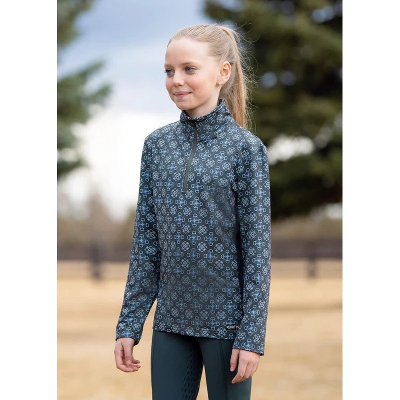 Kerrits Kids' Up Tempo Fleece Tech Top - Spruce Bit Of Frost 3 Kerrits Kids' Up Tempo Fleece Tech Top - Spruce Bit Of Frost - Image 3
