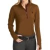 Romfh Women's Aachen Mock Zip Long Sleeve Shirt - Cinnamon/Burgundy