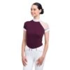 Cavalliera Women's Modern Dame Short Sleeve Show Shirt - Burgundy/White/Burgundy
