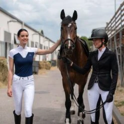 Cavalliera Women's POP Short Sleeve Show Shirt - White/Navy Blue -Kensington Shop 587484 800 800