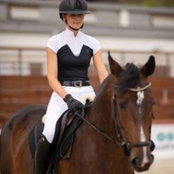 Cavalliera Women's POP Short Sleeve Show Shirt - White/Black -Kensington Shop 587776 800 800