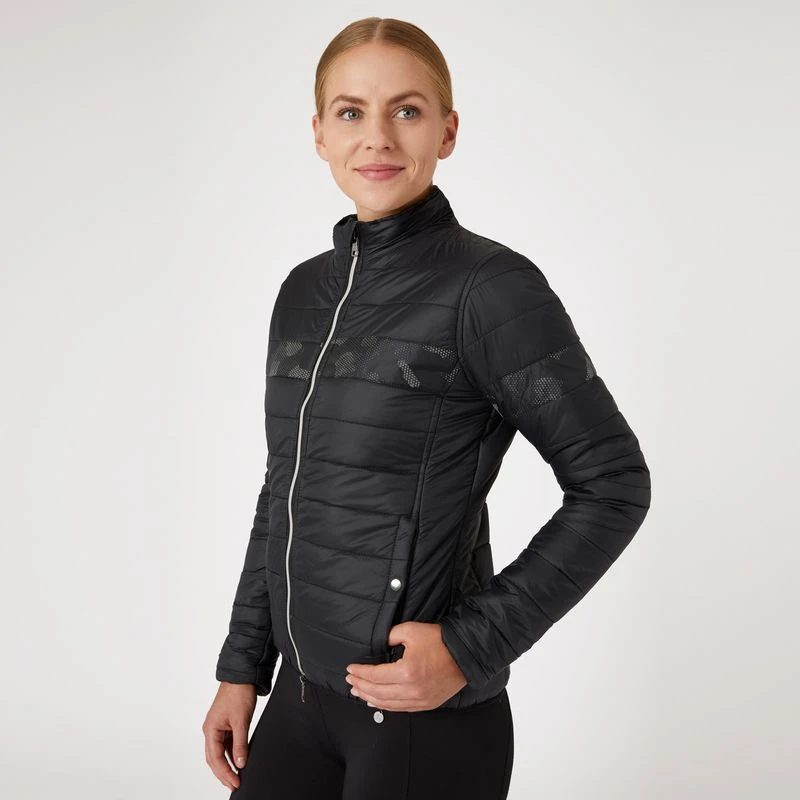 Horze Women's Luminox Padded Jacket W/Reflective Print - Black 4 Horze Women's Luminox Padded Jacket W/Reflective Print - Black - Image 4