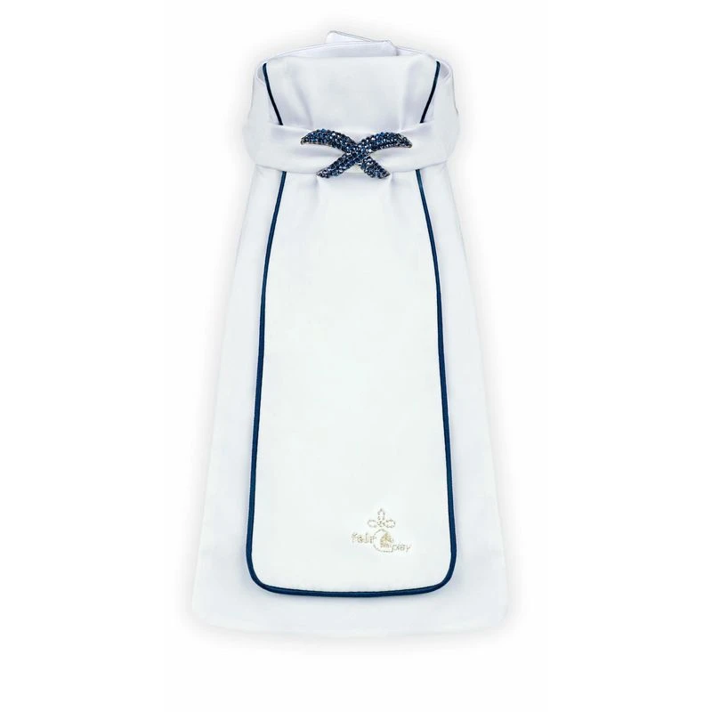 Fair Play Luxy Ready Tied Stock Tie - White/Navy 1 Fair Play Luxy Ready Tied Stock Tie - White/Navy