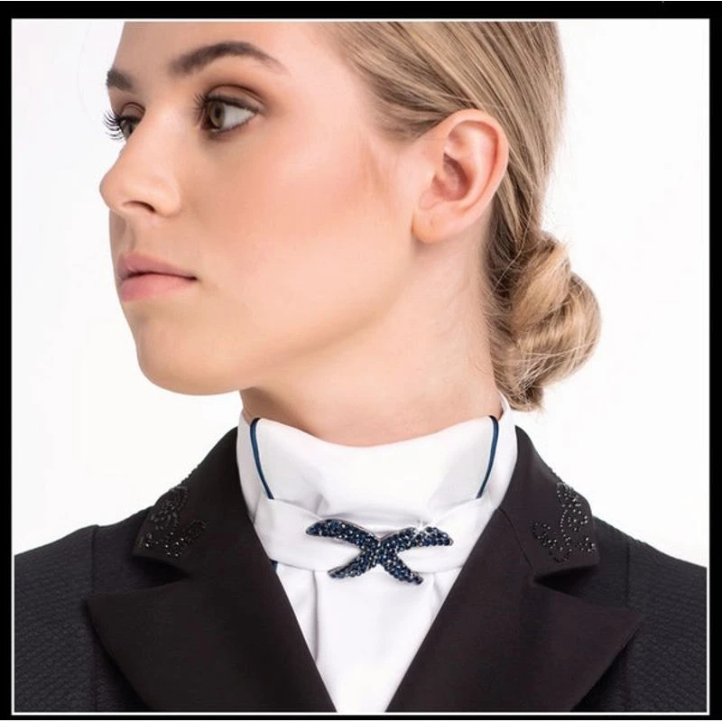 Fair Play Luxy Ready Tied Stock Tie - White/Navy 2 Fair Play Luxy Ready Tied Stock Tie - White/Navy - Image 2