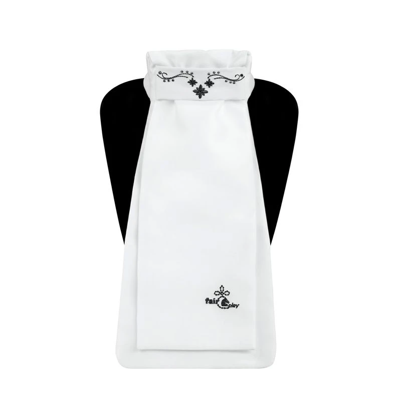 Fair Play Lucrezia Ready Tied Stock Tie - White/Black 1 Fair Play Lucrezia Ready Tied Stock Tie - White/Black