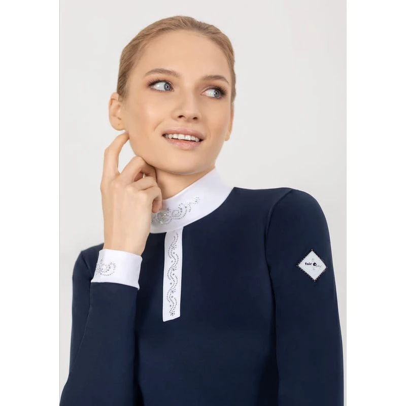 Fair Play Women's Meredith Half Turtleneck Long Sleeve Competition Shirt - Navy 3 Fair Play Women's Meredith Half Turtleneck Long Sleeve Competition Shirt - Navy - Image 3